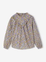 Blouse met hoge kraag met bloemenprint meisjes olijf