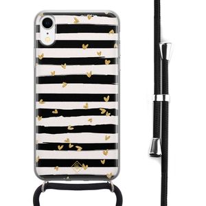 iPhone XR hoesje met koord - Hart streepjes