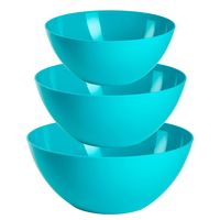 Plasticforte voedsel serveer schalen set - 3x stuks - blauw - kunststof - Dia 20/23/26 cm - thumbnail