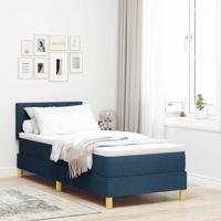 Boxspringbed met Matras & LED Blauw 80x200 cm Stof