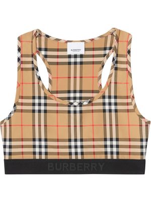 Burberry brassière de sport à motif Vintage Check - Marron