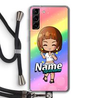Chibi Maker vrouw: Samsung Galaxy S21 Plus Transparant Hoesje met koord