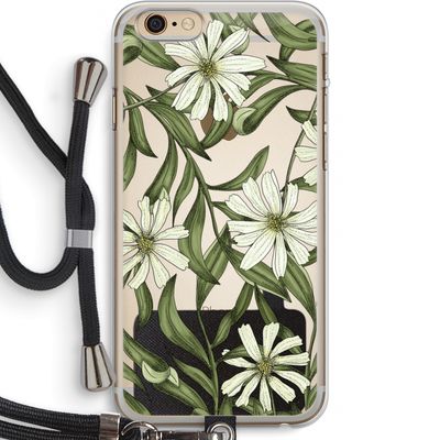 Wit bloemenpatroon: iPhone 6 PLUS / 6S PLUS Transparant Hoesje met koord Wit bloemenpatroon: iPhone 6 PLUS / 6S PLUS Transparant Hoesje met koord