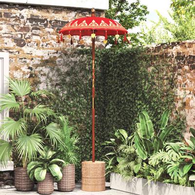 Balinese Parasol Rood (90-100) x 260 cm Katoen en massief hout