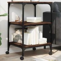 VidaXL Printerkastje 3-laags 50x41x75 cm bewerkt hout bruin eiken VidaXL Printerkastje 3-laags 50x41x75 cm bewerkt hout bruin eiken