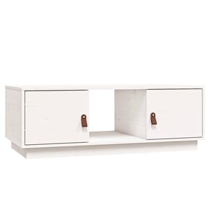 The Living Store Salontafel Grenenhout Wit 100x50x35 cm - Ruime opbergruimte