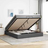 Ottoman bed met matrassen 200x200cm stof donkergrijs