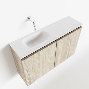 MONDIAZ TURE 80cm toiletmeubel light brown grey. EDEN wastafel talc links geen kraangat