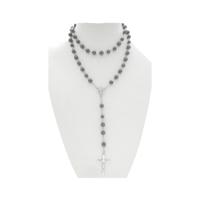 Rozenkrans ketting - met kruis - 50 cm - 8 mm hematiet ronde kralen Rozenkrans ketting - met kruis - 50 cm - 8 mm hematiet ronde kralen
