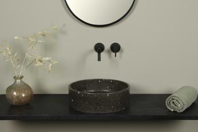 Terrazzo Waschschale, dunkel terrazzo, rund 39*12 cm TRZ-501dt