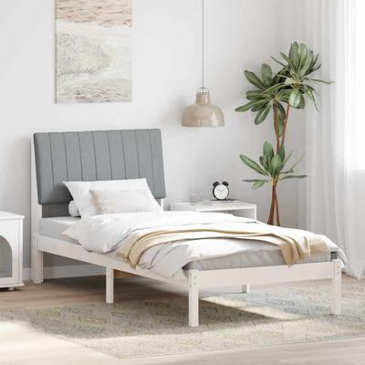 Bedframe met hoofdeinde Wit 90 x 190 cm Stof