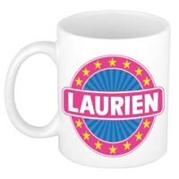 Laurien voornaam koffiemok - beker - wit/roze - 300 ml - Cadeau - Dames - Collega - Moederdag