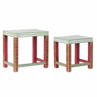 Bijzettafel DKD Home Decor 8424001853243 Natuurlijk Multicolour Acryl Mangohout 45 x 30 x 45 cm