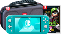Nintendo Switch Lite Turquoise + Luigi's Mansion 2 HD + Beschermhoes
