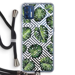 Geometrische jungle: Motorola Moto G9 Plus Transparant Hoesje met koord
