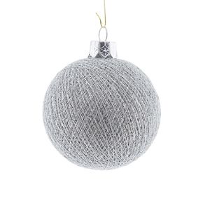 1x Zilveren Cotton Balls kerstballen 6,5 cm kerstboomversiering