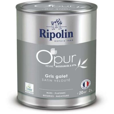 O'PUR verf voor muren, houtwerk & radiatoren - RIPOLIN - 472824 - Kiezelgrijs - Fluweel satijn - 2 L