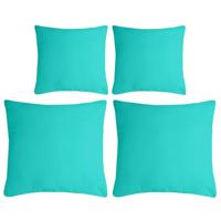 Stof Textile sierkussen Nelson - set 4x - aqua blauw - 2 formaten - polyester