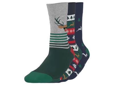 esmara 3 Paar kerstsokken (grijs/groen/marineblauw, 39-42)