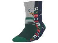 esmara 3 Paar kerstsokken (grijs/groen/marineblauw, 39-42)