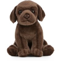 Pluche bruine Labrador hond/honden knuffel 16 cm speelgoed   - - thumbnail