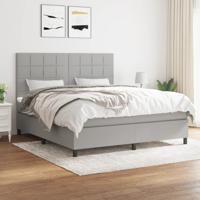 Boxspring met matras stof lichtgrijs 160x200 cm