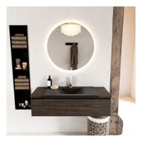Mondiaz Bukla 120cm badmeubel onderkast kleur dark brown met 1 lade en wastafel midden 1 kraangat kleur urban