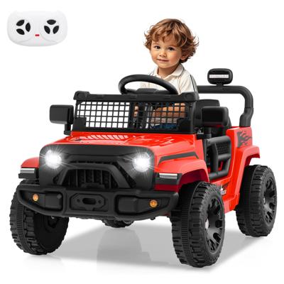 12V Kinder Elektroauto met Afstandsbediening & Muziek & Claxon & LED-lichten Elektrisch Voertuig met 3 Snelheden Rood