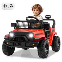 12V Kinder Elektroauto met Afstandsbediening & Muziek & Claxon & LED-lichten Elektrisch Voertuig met 3 Snelheden Rood