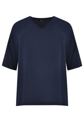 Yoek Wijde blouse v-hals | Blauw | Maat 54/56