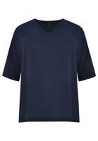 Yoek Wijde blouse v-hals | Blauw | Maat 54/56