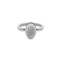 Gepersonaliseerde hand- of voetafdruk ovale ring - Stainless steel - Zilver - Ringmaat 18,5 - Handafdruk