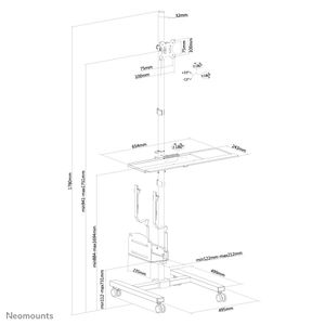 Neomounts FPMA-MOBILE1700 PC/monitor-trolley 1 stuks 25,4 cm (10) - 81,3 cm (32) Zwart Zwenkbaar, Roteerbaar, Kantelbaar