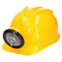 Carnaval/verkleed Bouwhelm met lamp - geel - polyester - voor volwassenen - mijnwerker/bouwvakker - thumbnail