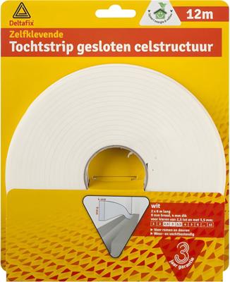 Tochtstrip gesloten struc. wit 12m - Deltafix