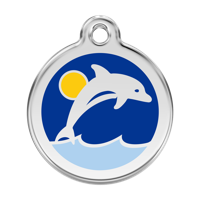 Dolphin Navy roestvrijstalen hondenpenning large/groot dia. 3,8 cm - Reddingo