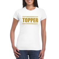 Topper t-shirt wit met gouden glitters dames - thumbnail