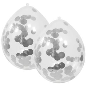 Feest ballonnen transparant met confetti - zilver - 8x stuks - 30 cm