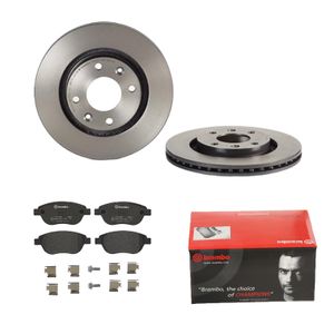 Remmenset, remschijf BREMBO, Remschijftype: Binnen geventileerd, Inbouwplaats: Vooras, u.a. für Citroën, Peugeot