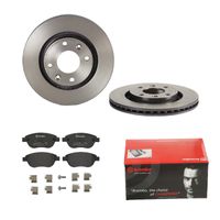 Remmenset, remschijf BREMBO, Remschijftype: Binnen geventileerd, Inbouwplaats: Vooras, u.a. für Citroën, Peugeot - thumbnail