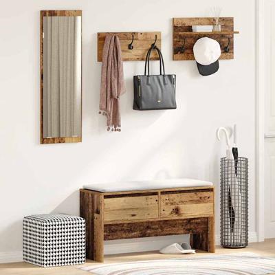 Halmeubelset met lade met opslag Oud hout 90 x 31 x 46,5 cm Bewerkt hout