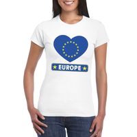 Europa hart vlag t-shirt wit dames - thumbnail