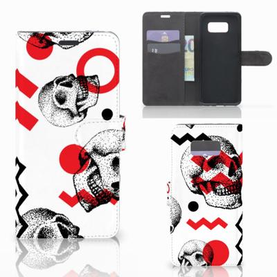 Telefoonhoesje met Naam Samsung Galaxy S8 Plus Skull Red | Portemonnee hoesje