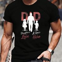 Men's Dad Graphic Tee - 100% Cotton Round Neck Short Sleeve Shirt L