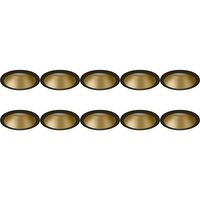 Spot Armatuur 10 Pack - Pragmi Pollon Pro - GU10 Inbouwspot - Rond - Zwart/Goud - Aluminium - Verdiept - Ø82mm