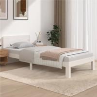 Bedframe massief grenenhout wit 90x200 cm