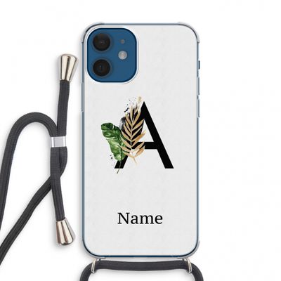 Charcoal Flora: iPhone 12 mini Transparant Hoesje met koord