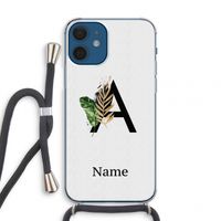 Charcoal Flora: iPhone 12 mini Transparant Hoesje met koord