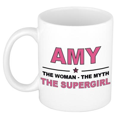 Amy cadeau mok - Woman Myth Supergirl - naam koffiemok - 300 ml - collega - moederdag