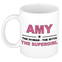 Amy cadeau mok - Woman Myth Supergirl - naam koffiemok - 300 ml - collega - moederdag